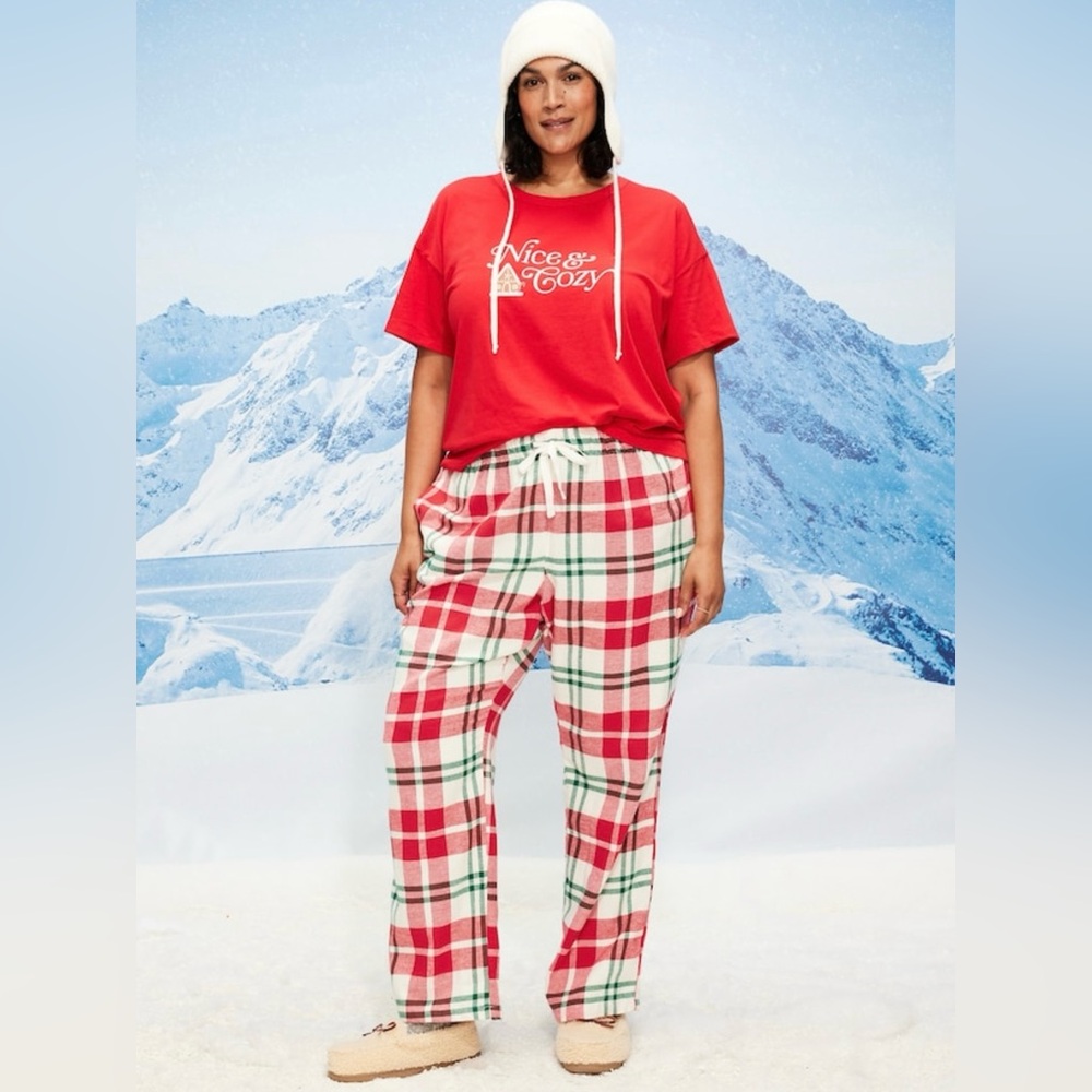 Old Navy Christmas Red and White Plaid Pajama Pants NWT